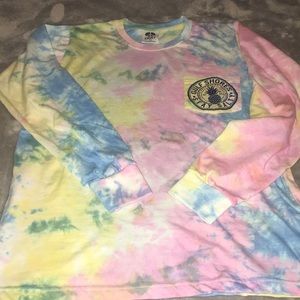 Exist tye dye long sleeve tee. Beach theme.